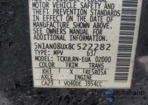 2008 Nissan Xterra S from USA, damaged, VIN 5N1AN08UX8C522282